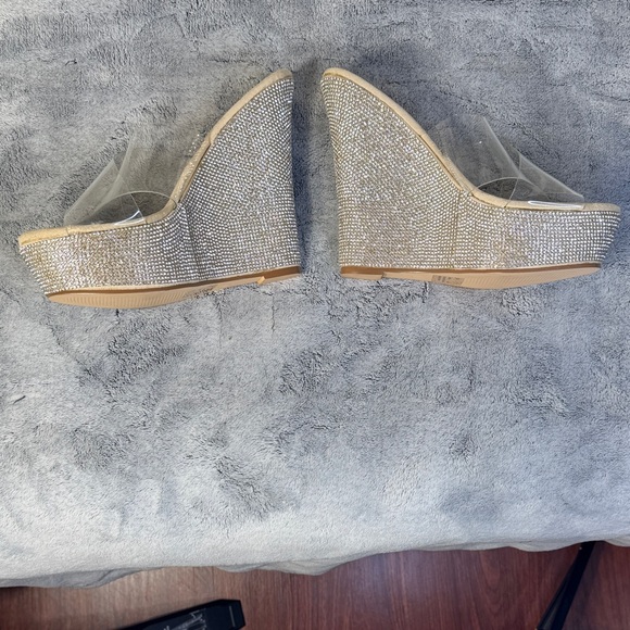 NEW Fashion Nova “Always Ready” Rhinestone Wedges - Size 6.5 - Nude - NWOB - Picture 12 of 13